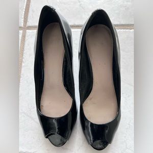 Patten leather peep toe